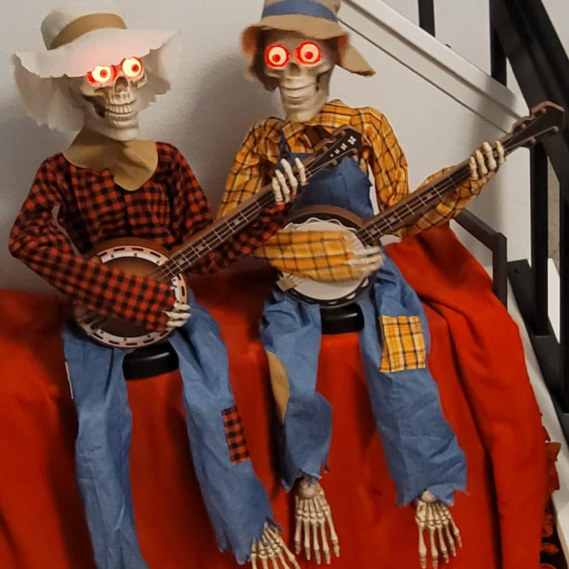 Geanimeerde Skeletten met Banjo Geluid en Bewegingssensor Halloween Decoratie Binnen en Buiten Feestdecoratie | Sulvida