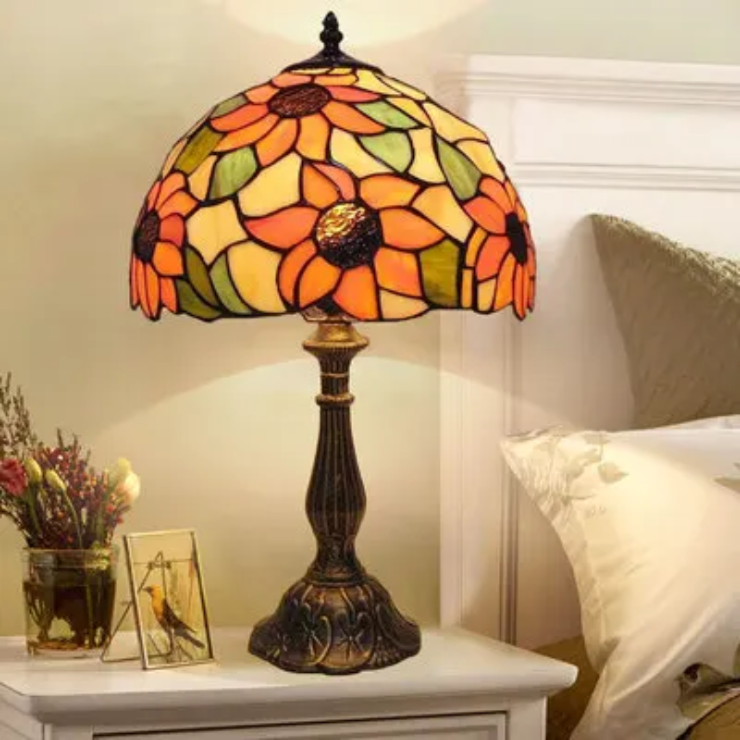 Lampe de table LED au design en verre Tiffany avec fonction de changement de couleur – éclairage d’ambiance sans fil et rechargeable pour l’intérieur | Sulvida