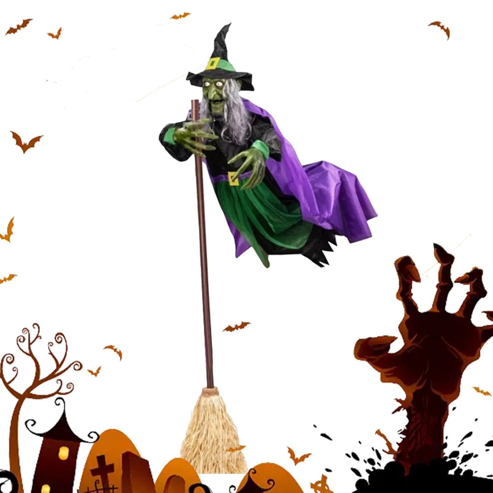 Bewegende Heks Decoratie 180cm – Lichtgevende Ogen Halloween Tuindecoratie Buiten Spookfeest Griezelig | Sulvida