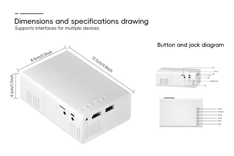 Compacte HD 720P Projector met Snelle Focus HDMI USB WiFi Aansluiting voor Thuisbioscoop Presentaties Beamer | Sulvida