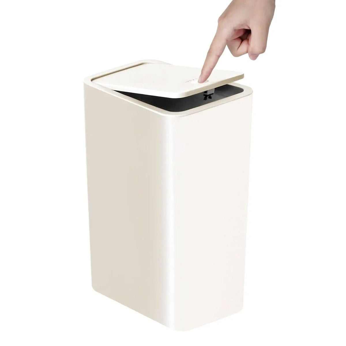 Smalle Afvalemmer 10L met Drukkend Deksel Wit Zwart Grijs Compact Prullenbak voor Badkamer Keuken Kantoor | Sulvida