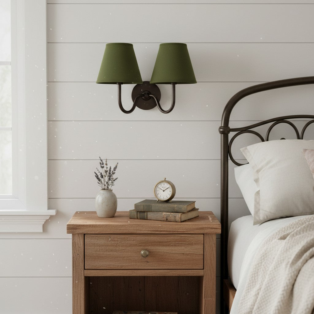 Wandlamp Linnen Kap Messing Armatuur Plissé of Glad Stof E12 Fitting Hardwired Decoratieve Verlichting | Sulvida