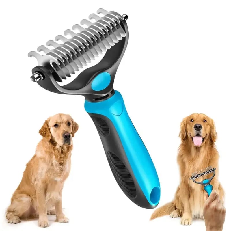 Brosse double face pour chiens et chats avec picots en acier inoxydable et peigne démêlant, pour un pelage doux et bien entretenu | Sulvida