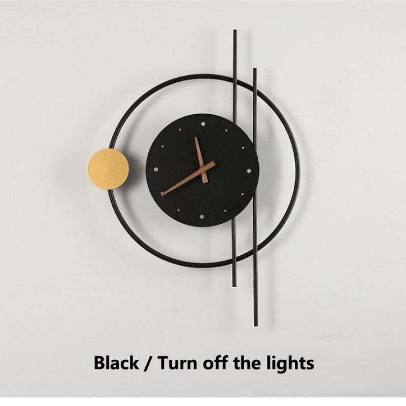 LED Wandlamp met Klok Zwart Goud Metaal Acryl Woonkamer Gang Studeerkamer Trap Modern Design Verlichting | Sulvida