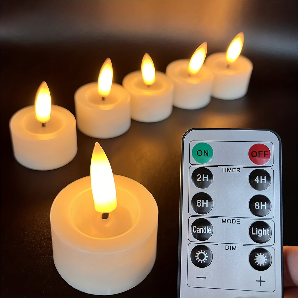 Flamloze LED-theelichtjes met afstandsbediening timer dimbaar sfeerverlichting warm wit neplicht veilig | Sulvida