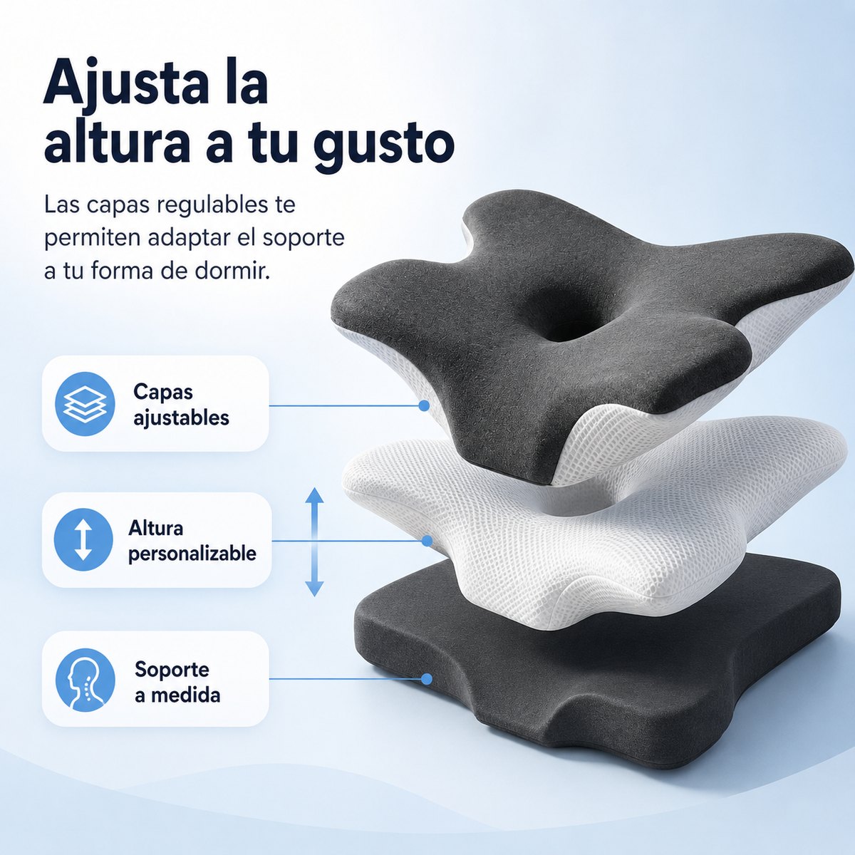 Verstelbaar Neksteunkussen Memory Foam Ergonomisch Hoofdkussen voor Optimaal Slaapcomfort en Nekondersteuning | Sulvida
