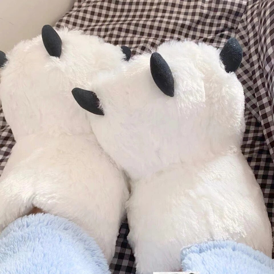 Pluche Pantoffels Berenpoot Winter Warm Unisex Antislip Binnenschoenen Knuffelzacht Huisschoenen Comfortabel | Sulvida