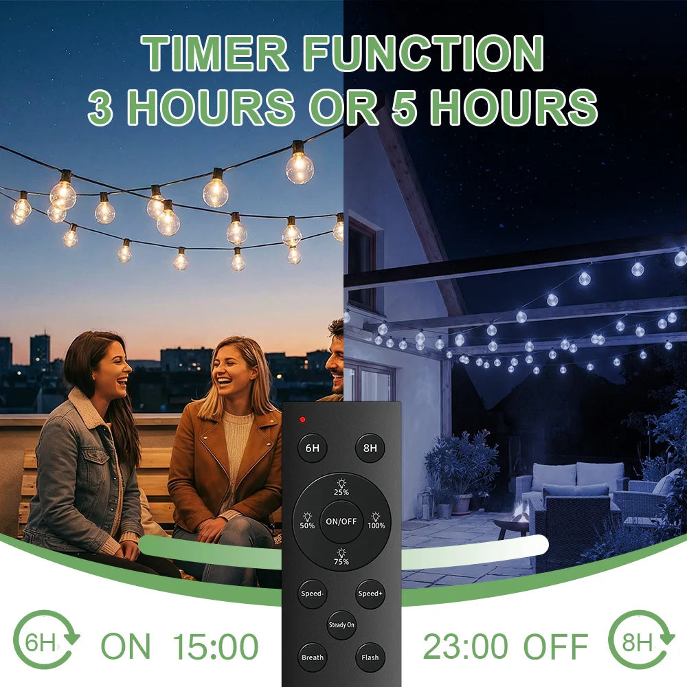 Dimbare LED Lichtslingers met Afstandsbediening 20 Meter Warm Wit Tuinverlichting voor Terras Tuin & Feest | Sulvida
