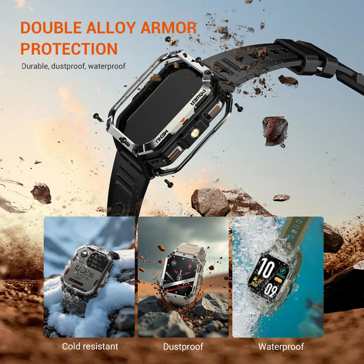 Smartwatch GPS Outdoor AI-Assistent Bluetooth Bellen Zaklamp Kompas 120 Sportmodi Gezondheidsmonitoring | Sulvida