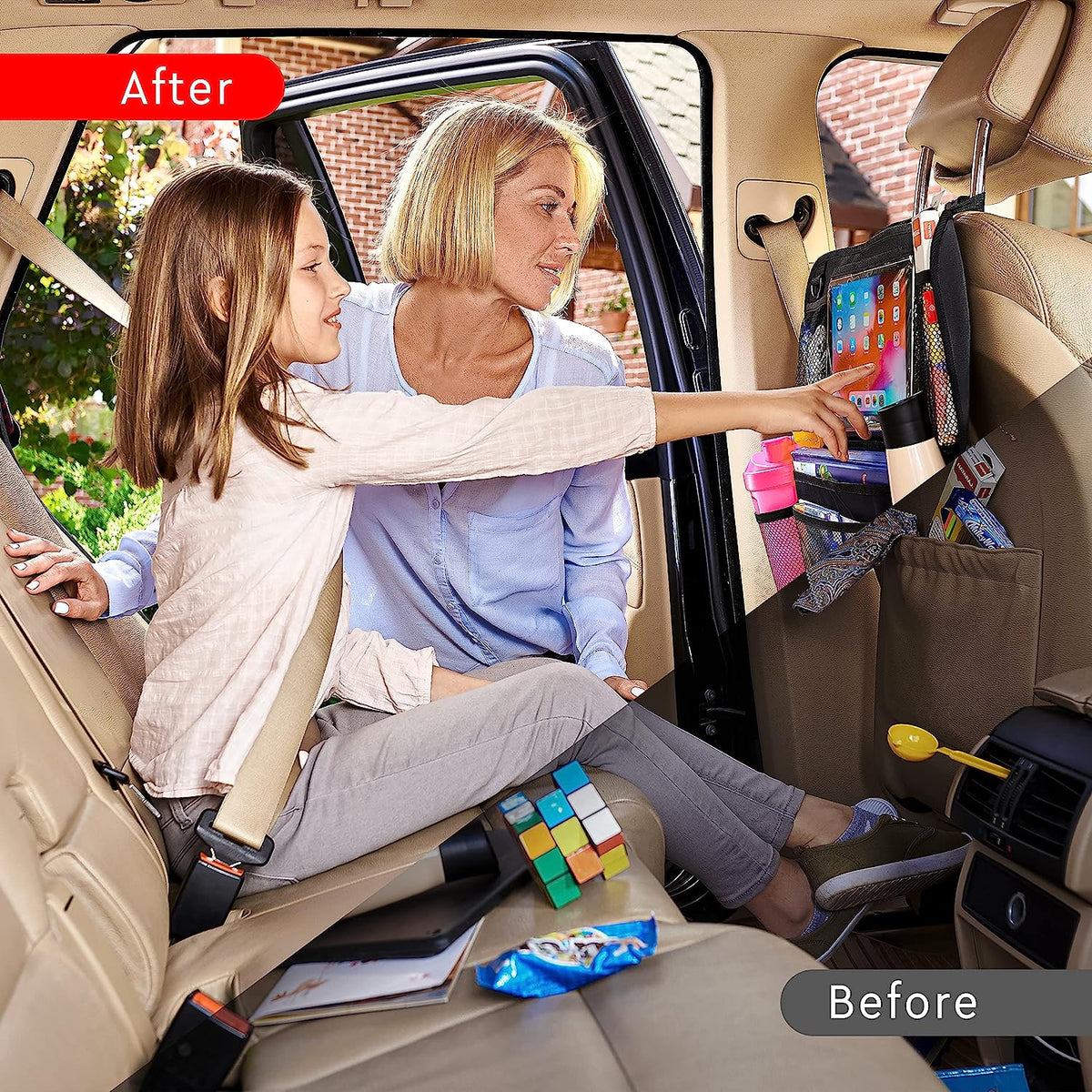 Auto-organizer met Tablet-houder – 2-pack voor Achterbank met 9 Vakken – Autostoel-opberger Zwart Reis | Sulvida