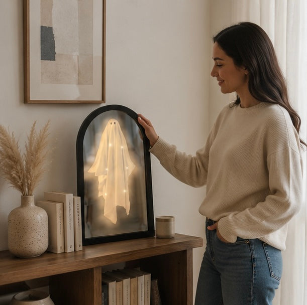 Spookspiegellijst met LED-verlichting - Holografisch Spookeffect voor Halloween Decoratie en Feestversiering | Sulvida