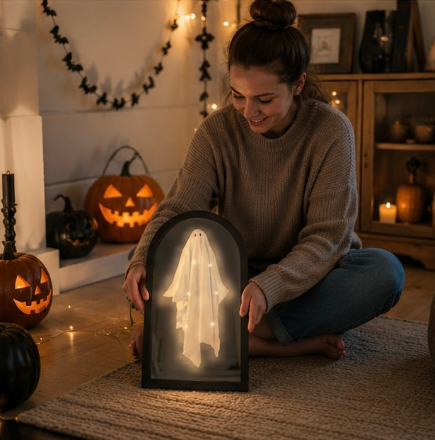 Spookspiegellijst met LED-verlichting - Holografisch Spookeffect voor Halloween Decoratie en Feestversiering | Sulvida