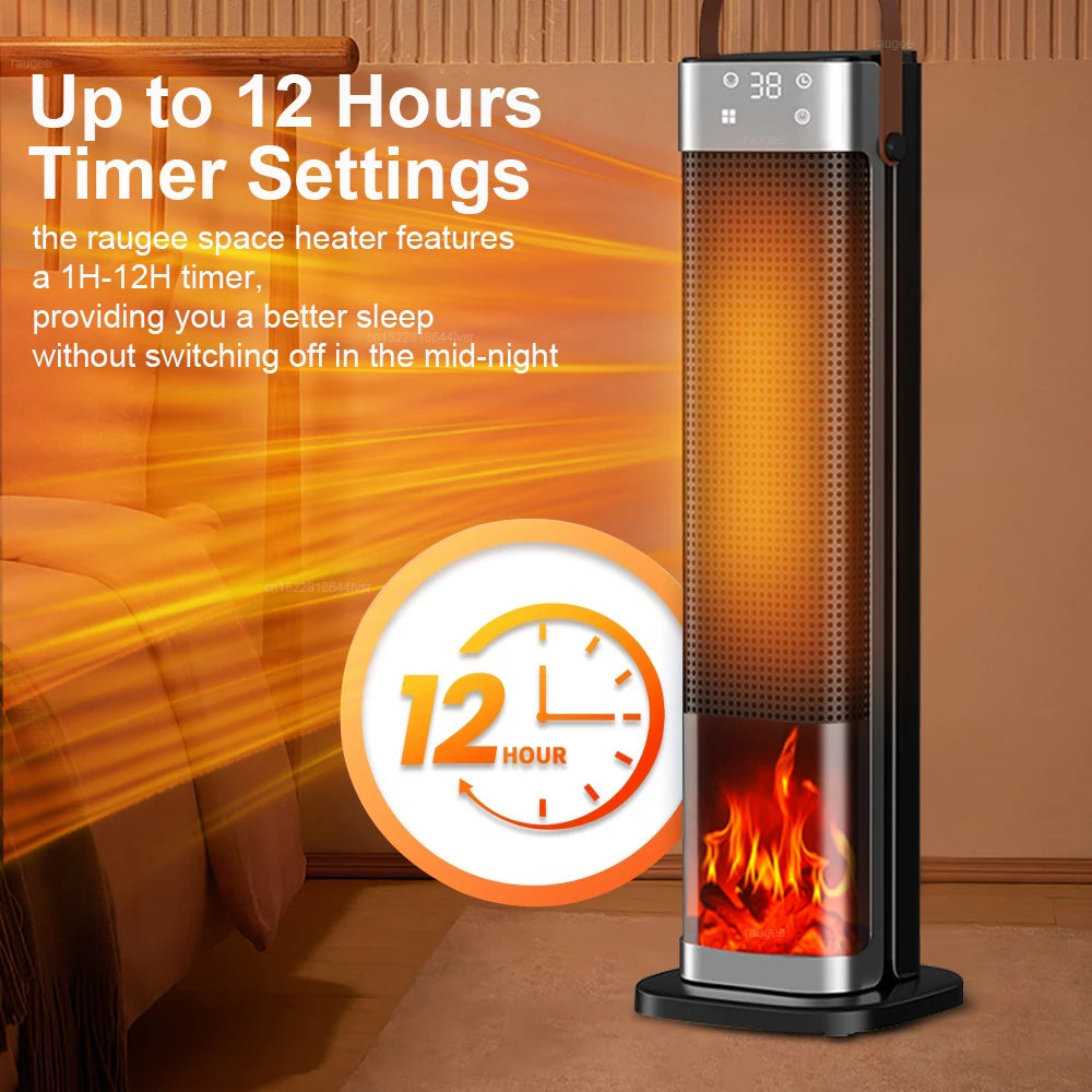 Torenverwarmer met Vlameffect 2000W Timer Afstandsbediening PTC Verwarmingselement Kantoor Slaapkamer | Sulvida