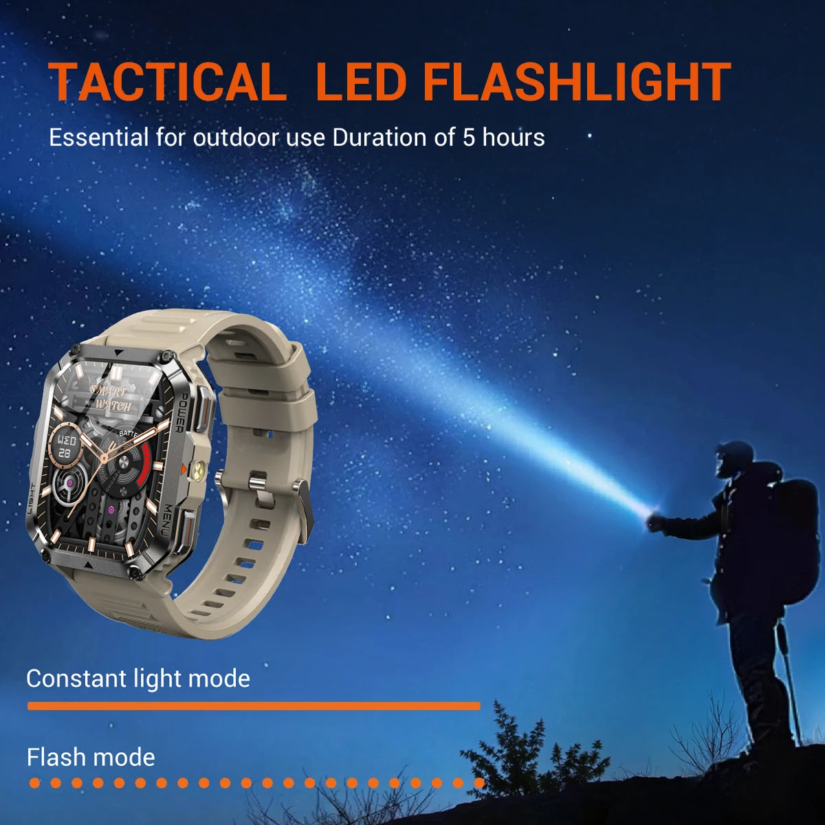 Smartwatch GPS Outdoor AI-Assistent Bluetooth Bellen Zaklamp Kompas 120 Sportmodi Gezondheidsmonitoring | Sulvida