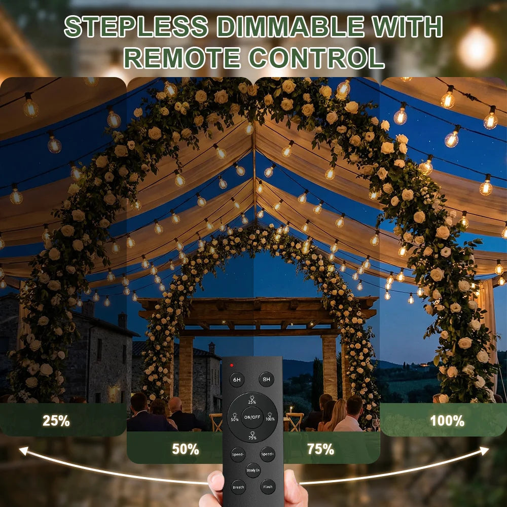 Dimbare LED Lichtslingers met Afstandsbediening 20 Meter Warm Wit Tuinverlichting voor Terras Tuin & Feest | Sulvida