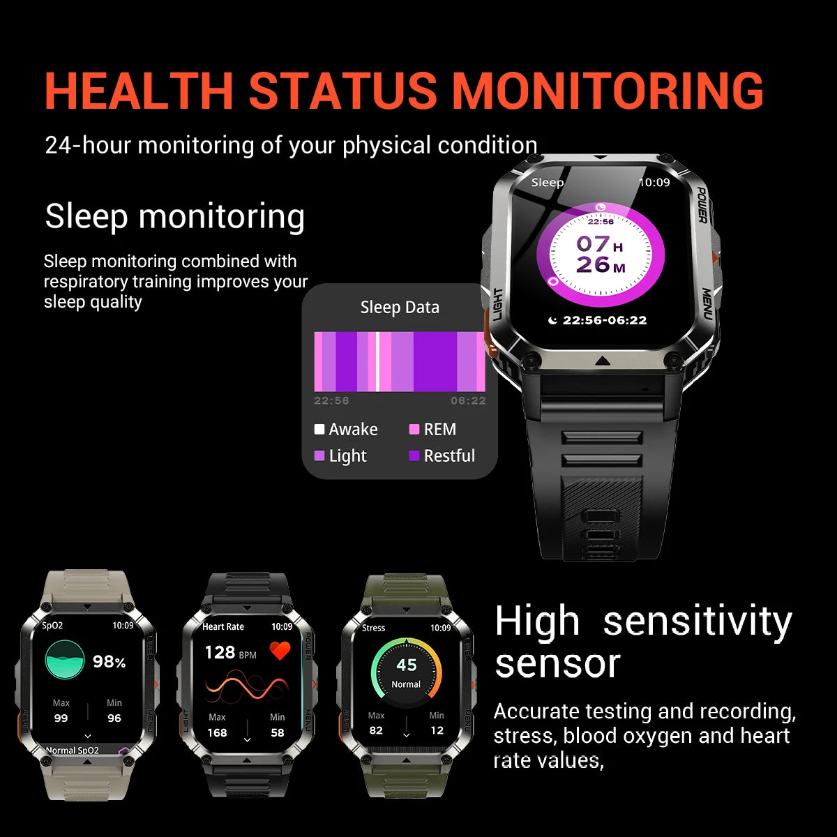 Smartwatch GPS Outdoor AI-Assistent Bluetooth Bellen Zaklamp Kompas 120 Sportmodi Gezondheidsmonitoring | Sulvida