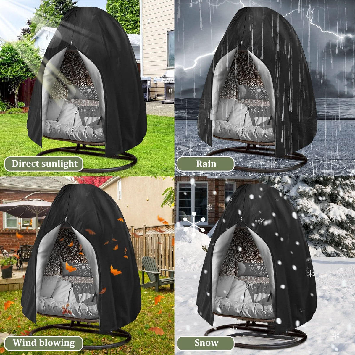 Beschermhoes voor Hangstoel Eivormig Waterdicht Buitenmeubilair 190x115 of 200x230 cm Tuin Balkon Terras | Sulvida