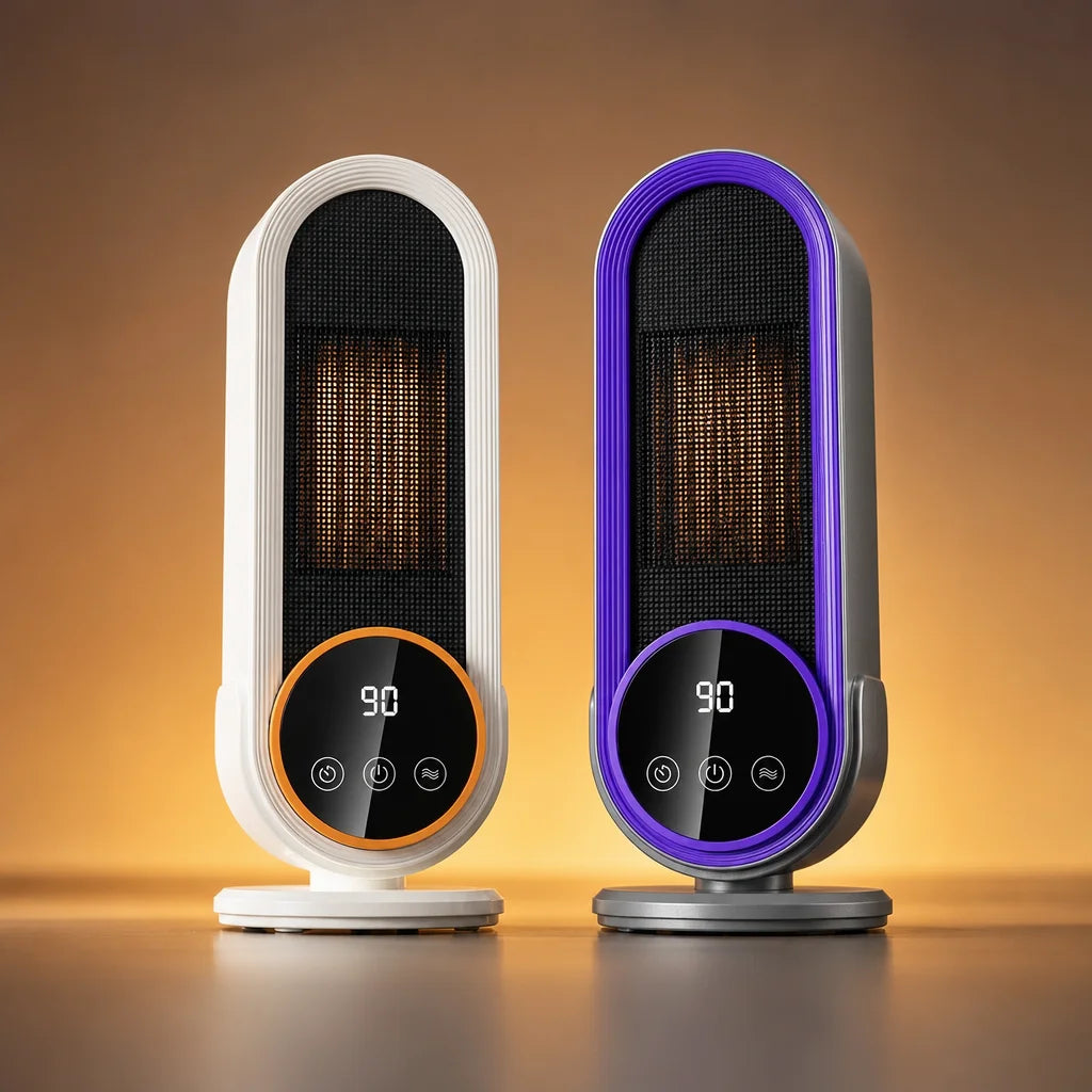 Chauffage électrique en céramique PTC Blanc Violet Commande tactile Protection contre le basculement Économe en énergie | Sulvida