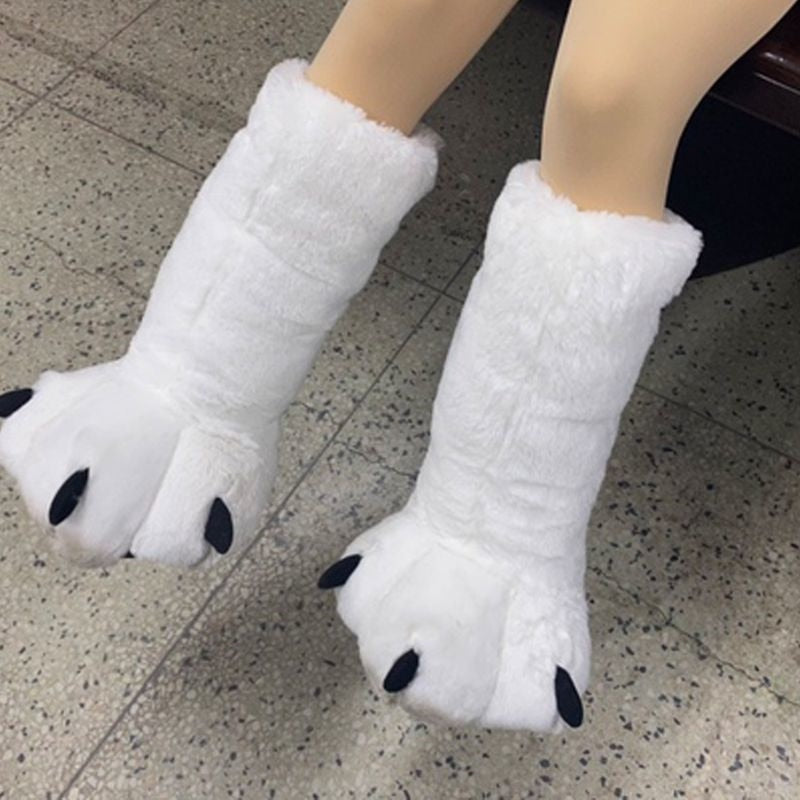 Pluche Pantoffels Berenpoot Winter Warm Unisex Antislip Binnenschoenen Knuffelzacht Huisschoenen Comfortabel | Sulvida