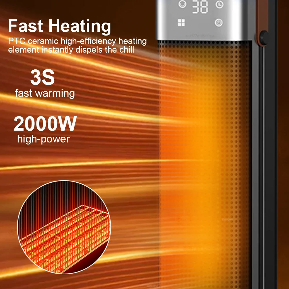 Torenverwarmer met Vlameffect 2000W Timer Afstandsbediening PTC Verwarmingselement Kantoor Slaapkamer | Sulvida