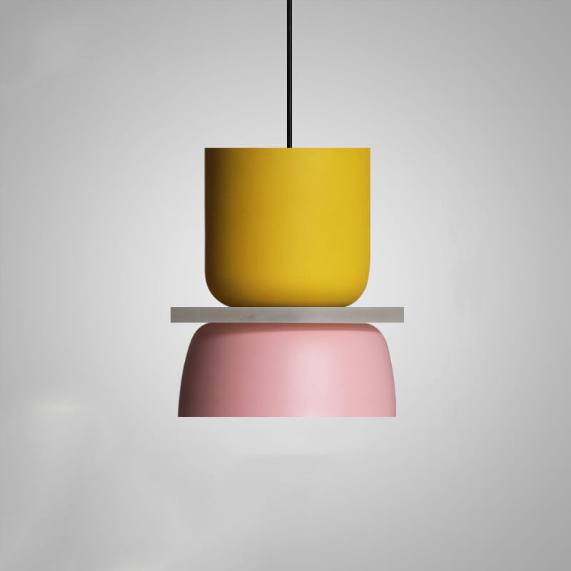 Metalen Hanglamp met Kleurrijke Macaronkap Eén Lichtpunt Modern Design Plafondverlichting voor Eetkamer Woonkamer | Sulvida
