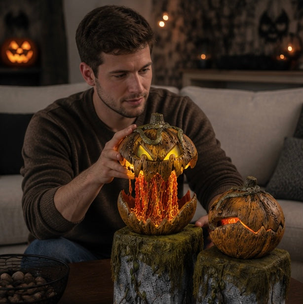 Geluid-Geactiveerde Pompoen met Verlichte Ogen voor Halloween Feest Decoratie en Griezelige Sfeer Creatie | Sulvida