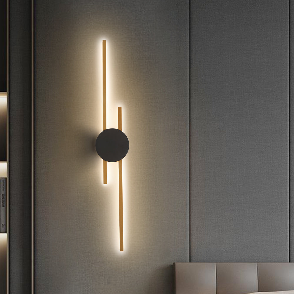 Moderne Lineaire Wandlamp Metaal Acryl Zwart Goud Slaapkamer Woonkamer Werkkamer LED Binnenverlichting | Sulvida