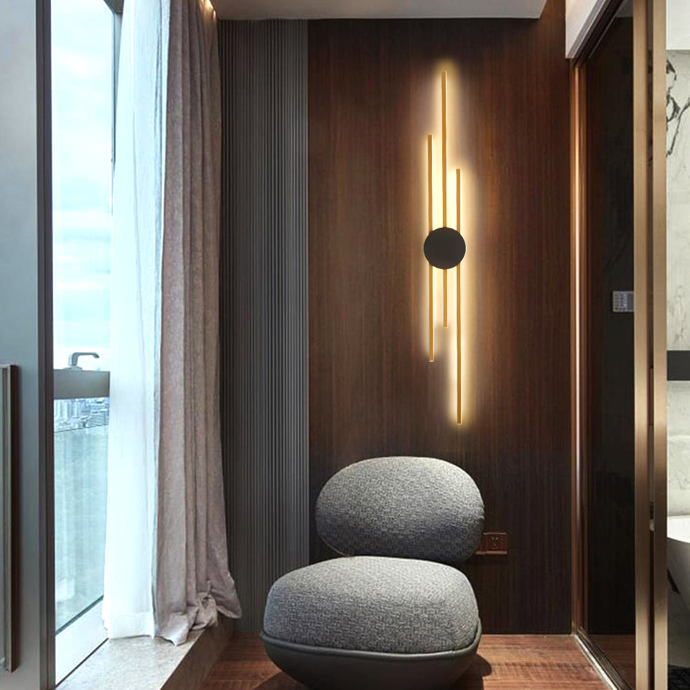 Moderne Lineaire Wandlamp Metaal Acryl Zwart Goud Slaapkamer Woonkamer Werkkamer LED Binnenverlichting | Sulvida