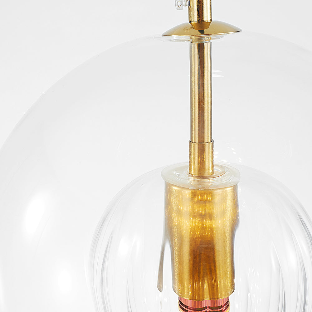 Glazen Hanglamp Bol Transparant & Amber Met Metalen Fitting E26/E27 Moderne Verlichting Eetkamer Slaapkamer | Sulvida