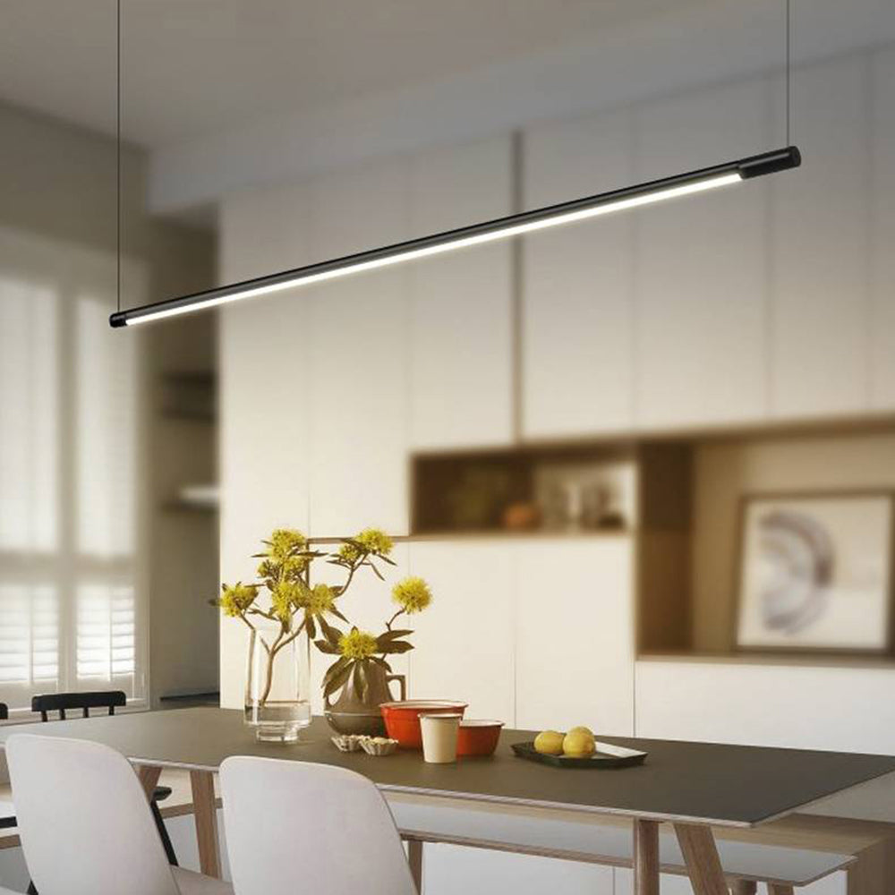 Lineaire Hanglamp Zwart Metaal Acryl LED voor Eetkamer Woonkamer Slaapkamer Dimbaar Modern Strak Design | Sulvida