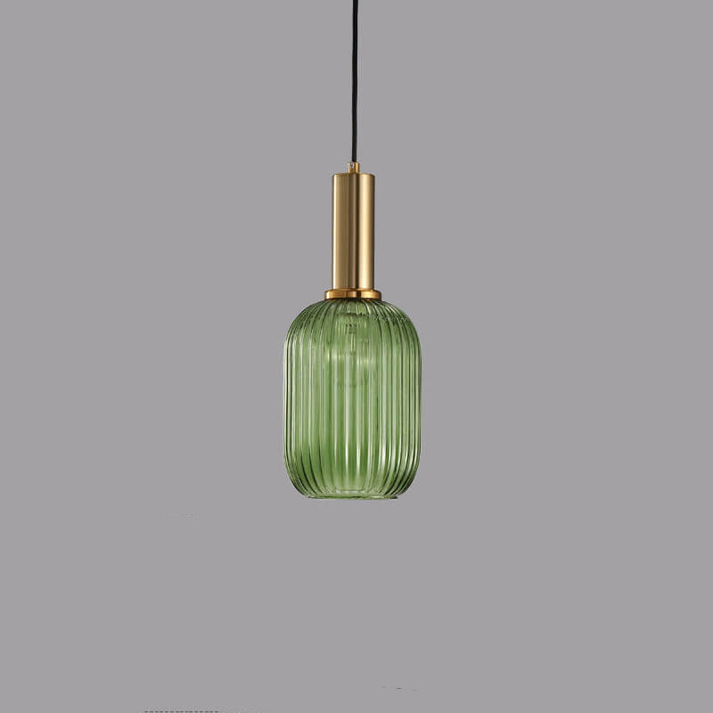 Glazen hanglamp met gestreept design één lichtpunt modern minimalistisch sfeervol woonkamer eetkamer | Sulvida