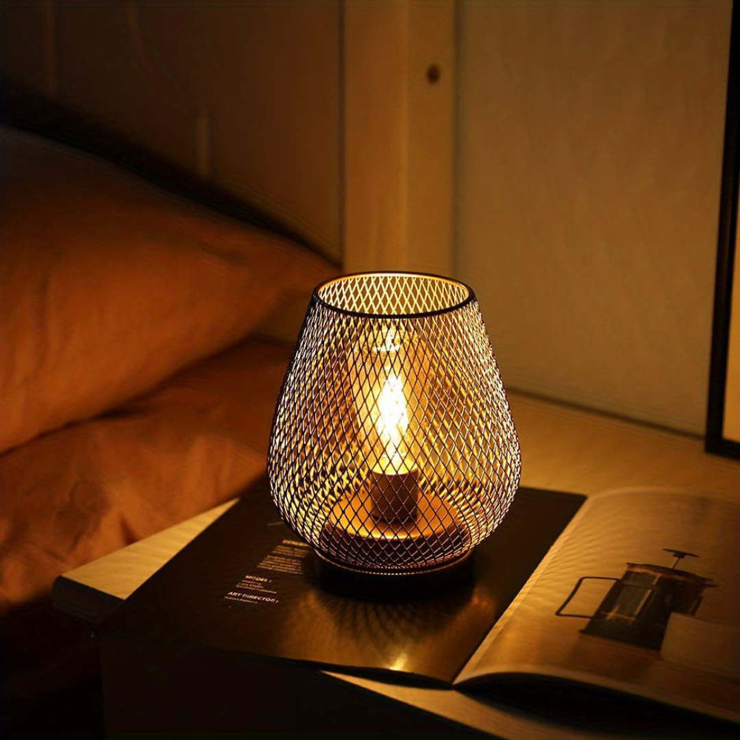 Draadloze LED Lantaarn Luxe Zwarte Tafellamp op Batterijen met Vintage Design Verlichting voor Binnen en Buiten Sfeerlicht | Sulvida