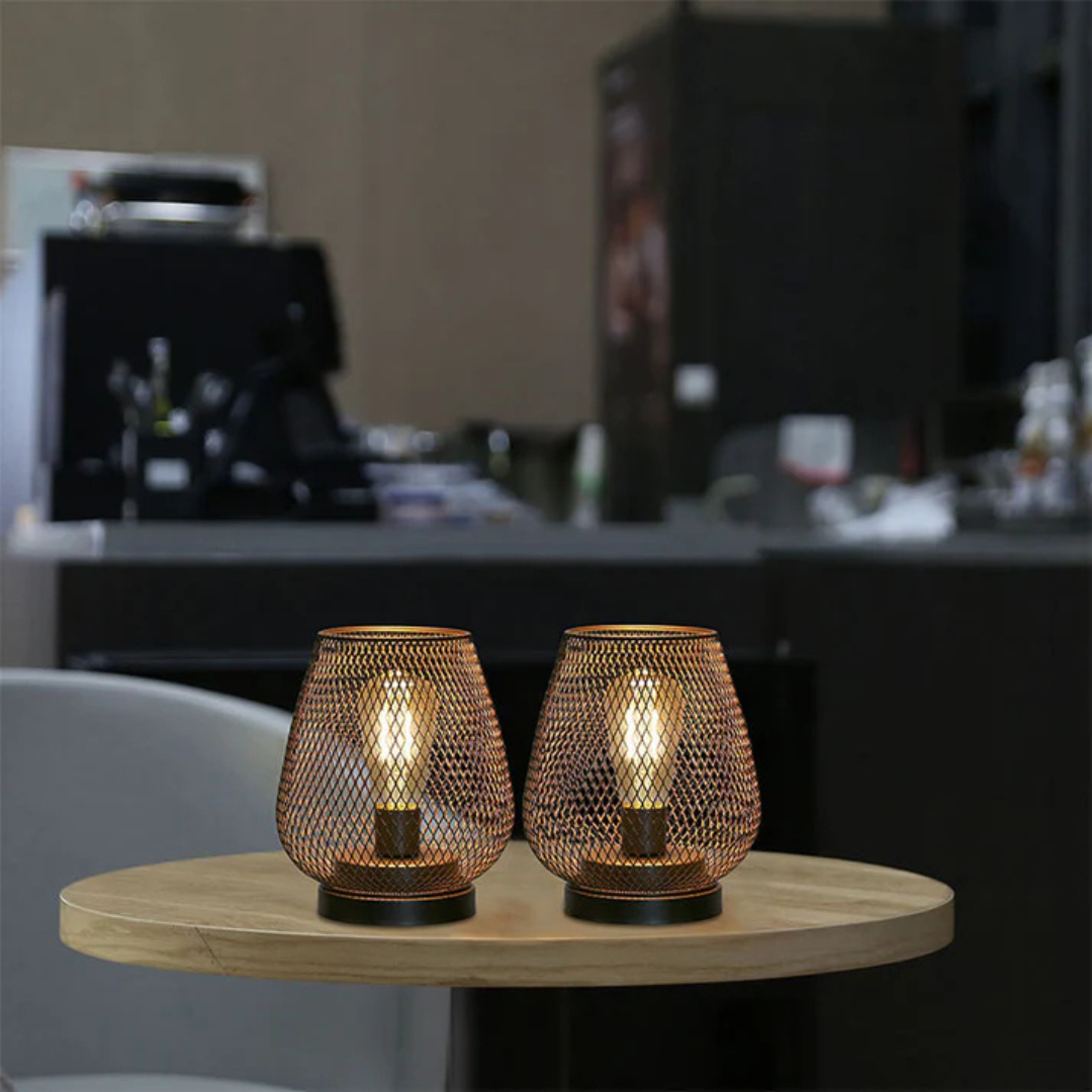 Draadloze LED Lantaarn Luxe Zwarte Tafellamp op Batterijen met Vintage Design Verlichting voor Binnen en Buiten Sfeerlicht | Sulvida