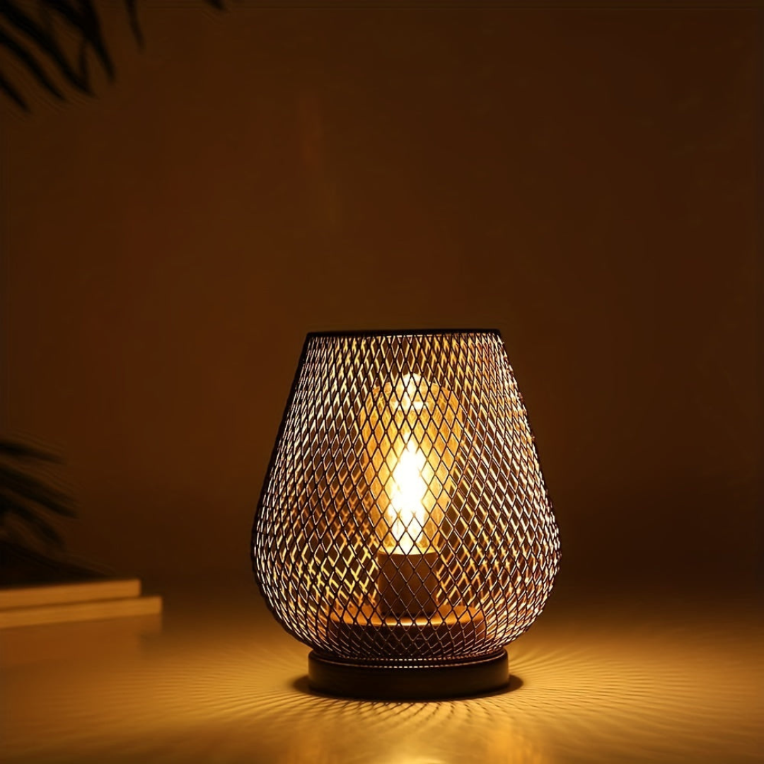 Draadloze LED Lantaarn Luxe Zwarte Tafellamp op Batterijen met Vintage Design Verlichting voor Binnen en Buiten Sfeerlicht | Sulvida