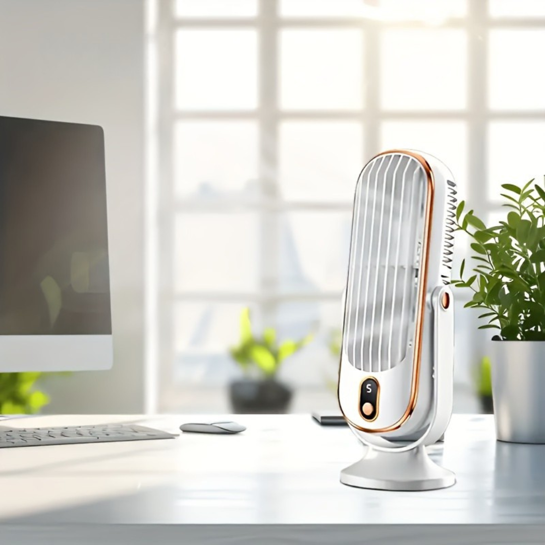 Torenventilator met dubbele motor en 720° rotatie | Compacte USB ventilator voor bureau en slaapkamer | Sulvida