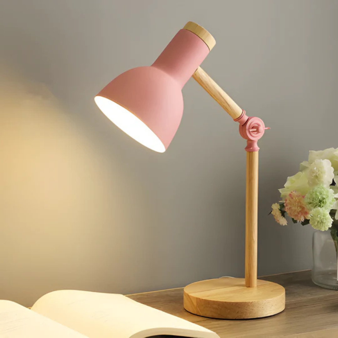 Verstelbare Tafellamp Hout Metaal Design Studeerlamp Nachtkastje Slaapkamer Leeslamp Bureau Woonkamer | Sulvida
