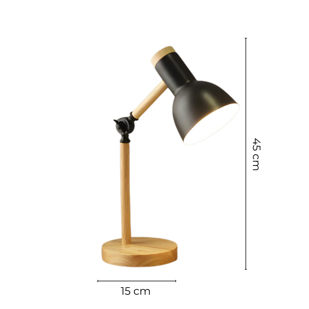 Verstelbare Tafellamp Hout Metaal Design Studeerlamp Nachtkastje Slaapkamer Leeslamp Bureau Woonkamer | Sulvida