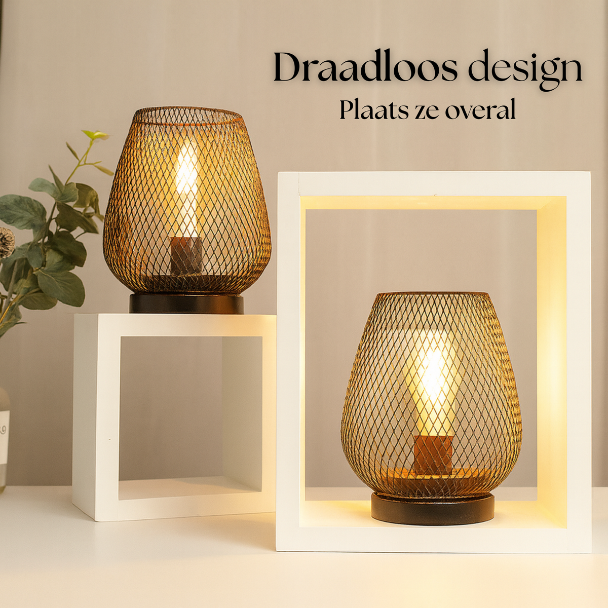 Draadloze Metalen Tafellamp Warm LED Licht Decoratief Patroon Batterij Accu Sfeerlamp Interieur Design | Sulvida