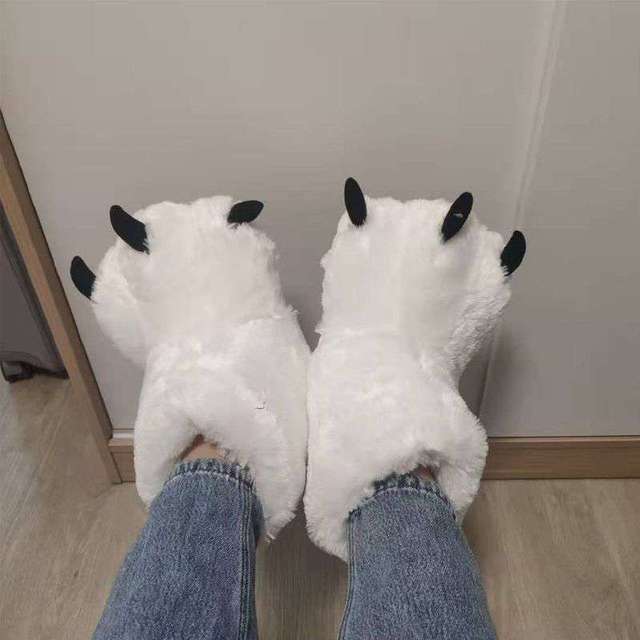 Pluche Pantoffels Berenpoot Winter Warm Unisex Antislip Binnenschoenen Knuffelzacht Huisschoenen Comfortabel | Sulvida