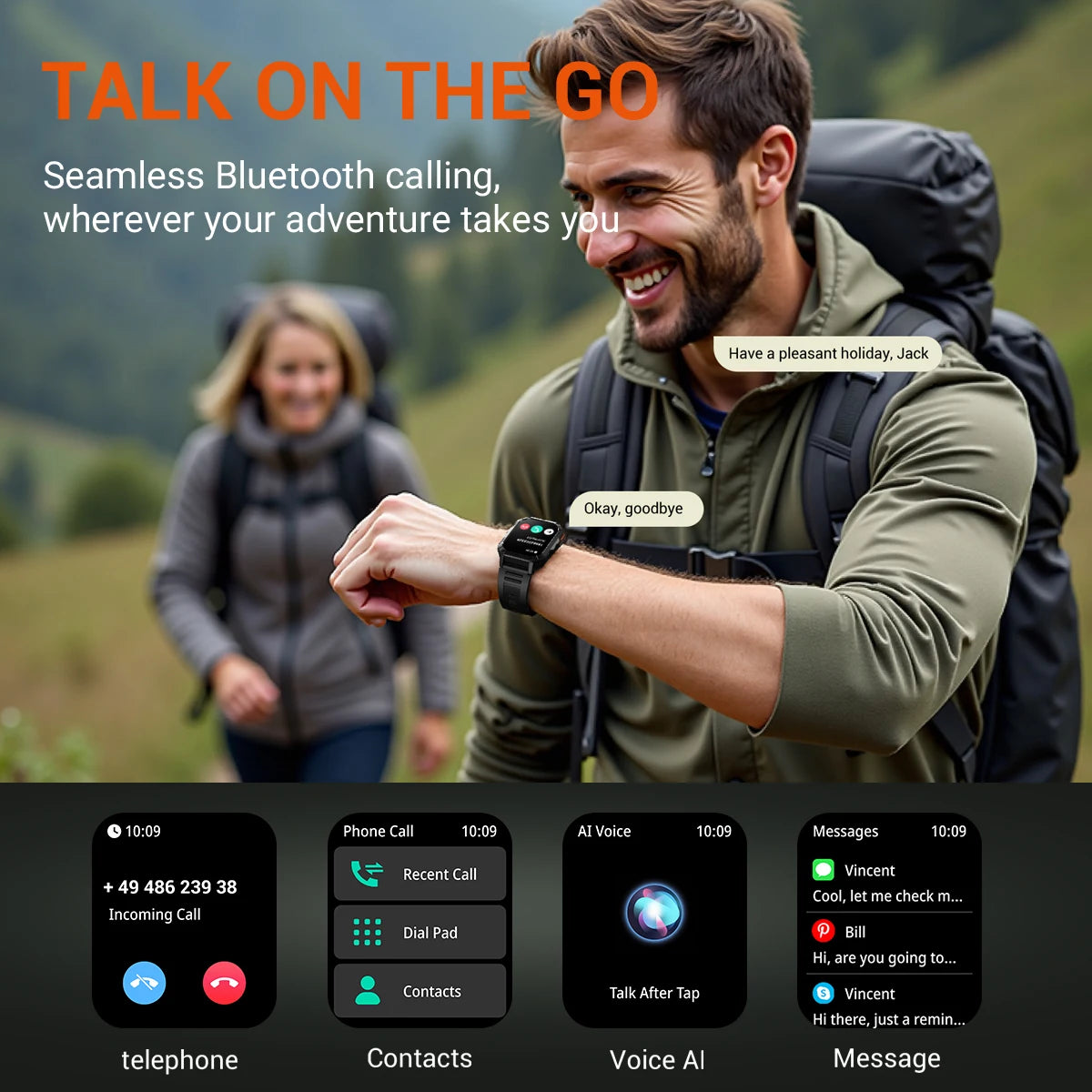Smartwatch GPS Outdoor AI-Assistent Bluetooth Bellen Zaklamp Kompas 120 Sportmodi Gezondheidsmonitoring | Sulvida