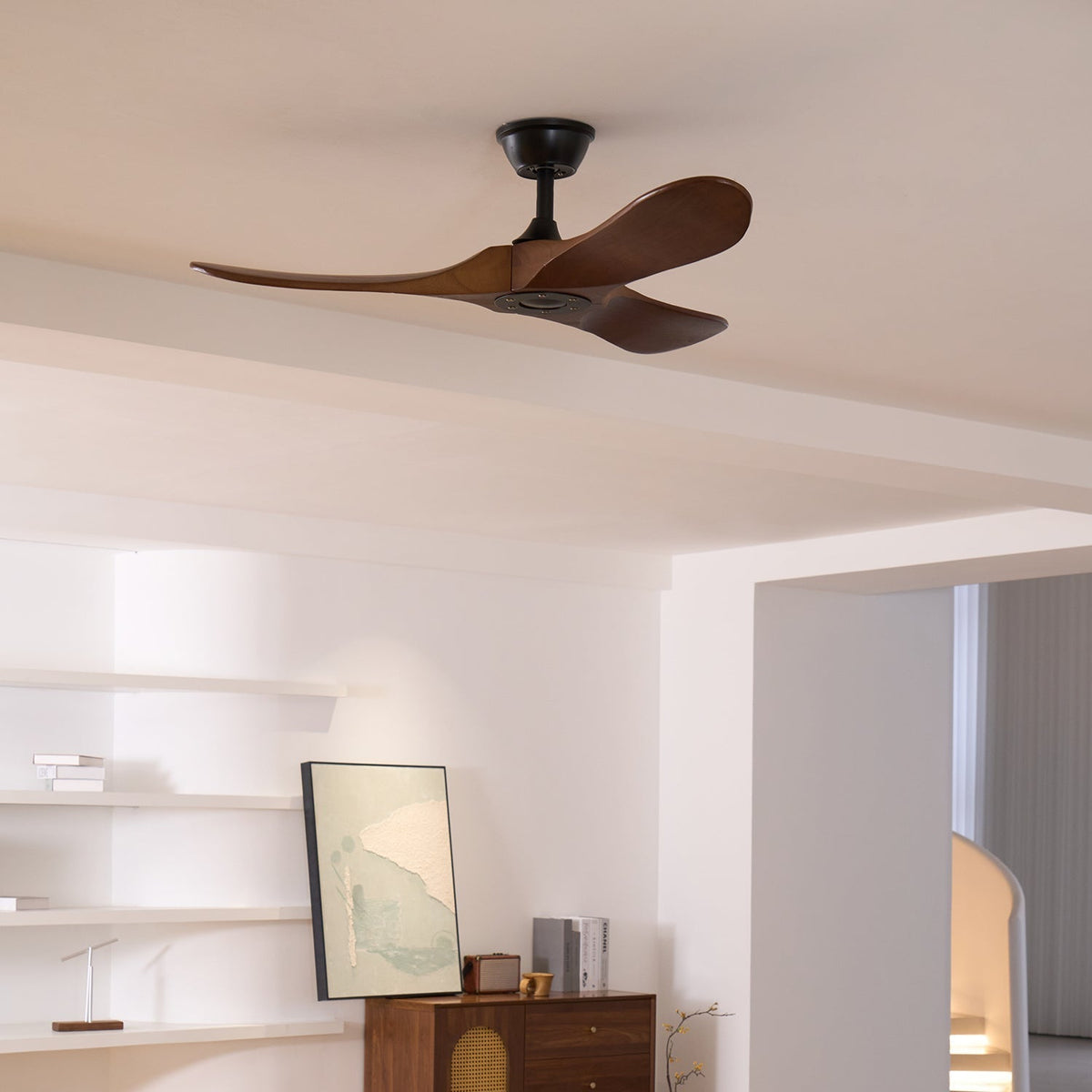 Plafondventilator Met Houten Bladen Afstandsbediening 6 Snelheden 106cm 132cm Diameter Verstelbaar Plafond | Sulvida