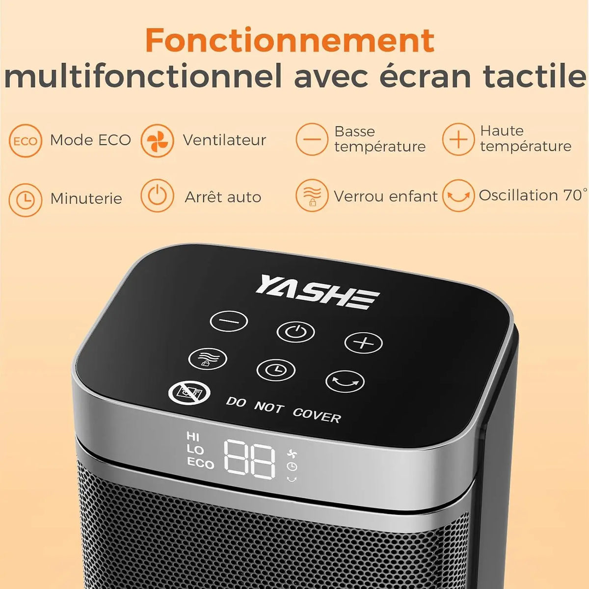 Chauffage céramique 1500W avec télécommande, minuterie, thermostat et oscillation | Sulvida