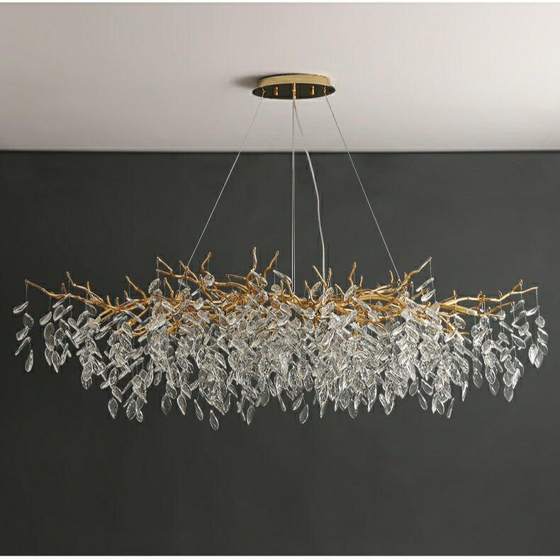 Kristallen kroonluchter met takkendesign – aluminium armatuur – LED G9 lampen – 6 tot 14 lichtpunten woonkamer | Sulvida