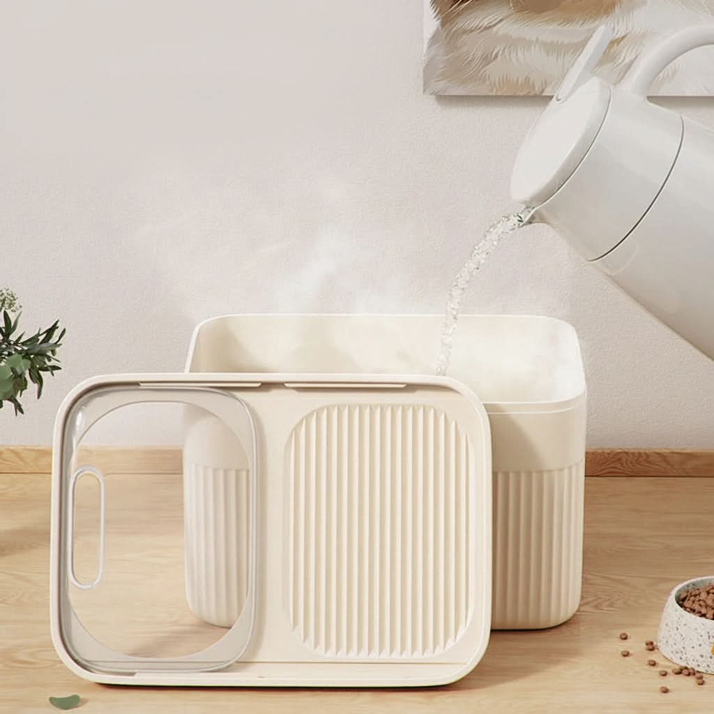 Contenant hermétique pour aliments pour animaux, 850 ml, 1200 ml, 1400 ml, transparent et crème, boîte de rangement pour garder les aliments frais pour chiens et chats | Sulvida