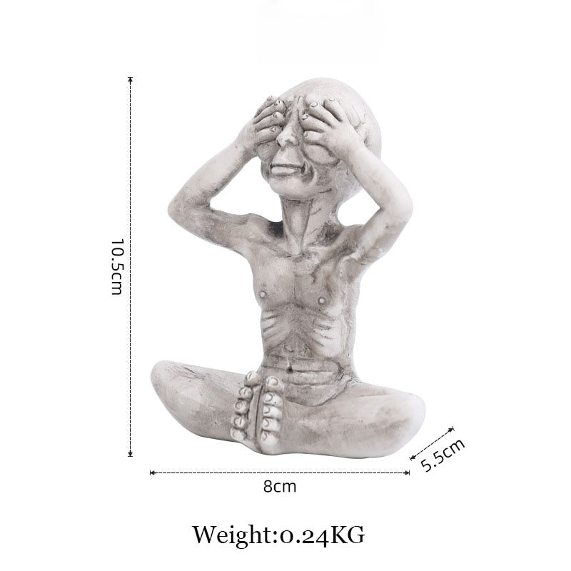 Decoratief Buitenbeeld Hars Alien Figuur Tuin Ontspannen Houding Sculptuur Groen Grijs Weerbestendig UV-Beschermd | Sulvida