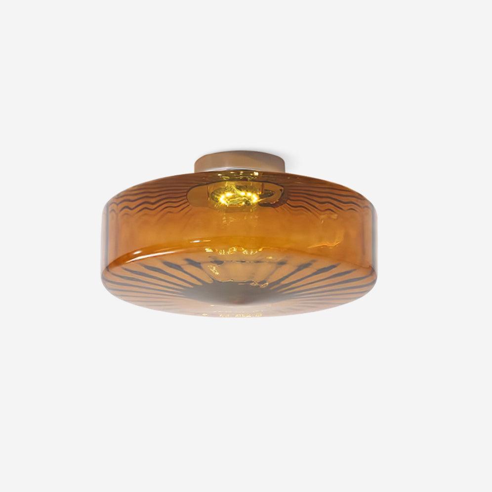 Plafondlamp Amber Glas Met Zonnestraalpatroon Warm Retro Licht Voor Slaapkamer Woonkamer Hal Sfeerverlichting | Sulvida