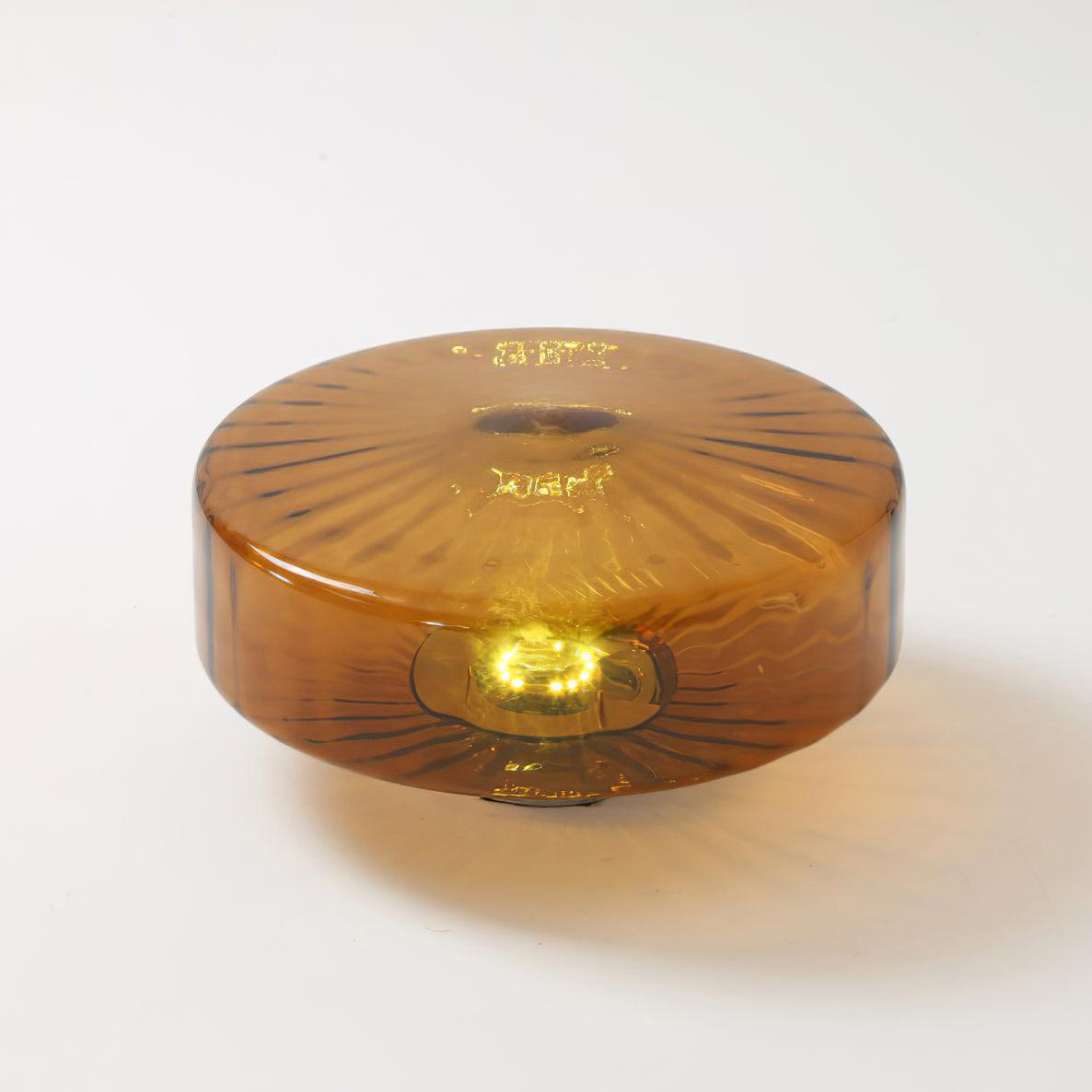 Plafondlamp Amber Glas Met Zonnestraalpatroon Warm Retro Licht Voor Slaapkamer Woonkamer Hal Sfeerverlichting | Sulvida
