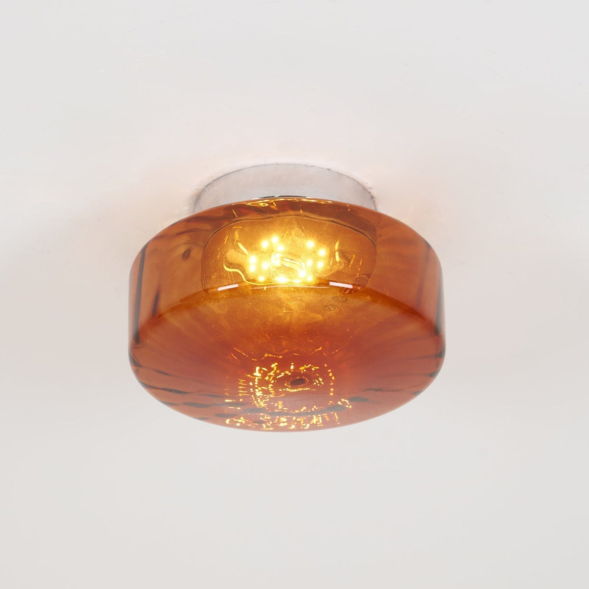 Plafondlamp Amber Glas Met Zonnestraalpatroon Warm Retro Licht Voor Slaapkamer Woonkamer Hal Sfeerverlichting | Sulvida