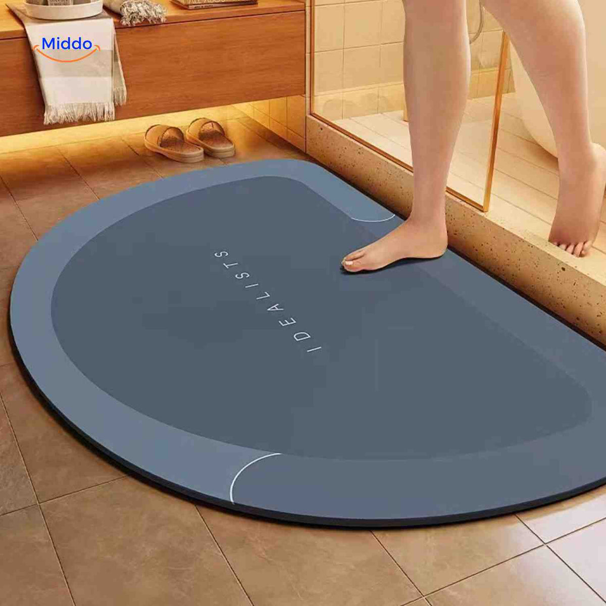 Antislip badmat met sneldrogende toplaag vierkant ovaal halfrond voor douche bad natte vloeren en badkamer | Sulvida
