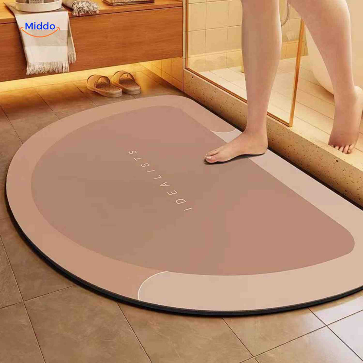 Antislip badmat met sneldrogende toplaag vierkant ovaal halfrond voor douche bad natte vloeren en badkamer | Sulvida